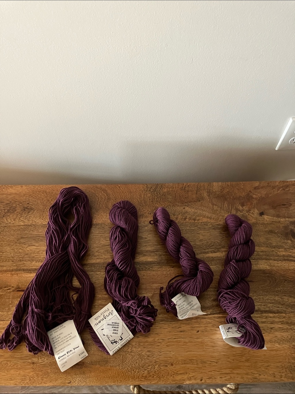 Lot 4 Classic Elite Avignon Pima Silk Yarn Aubergine Cotton Silk 460 Yards 200g